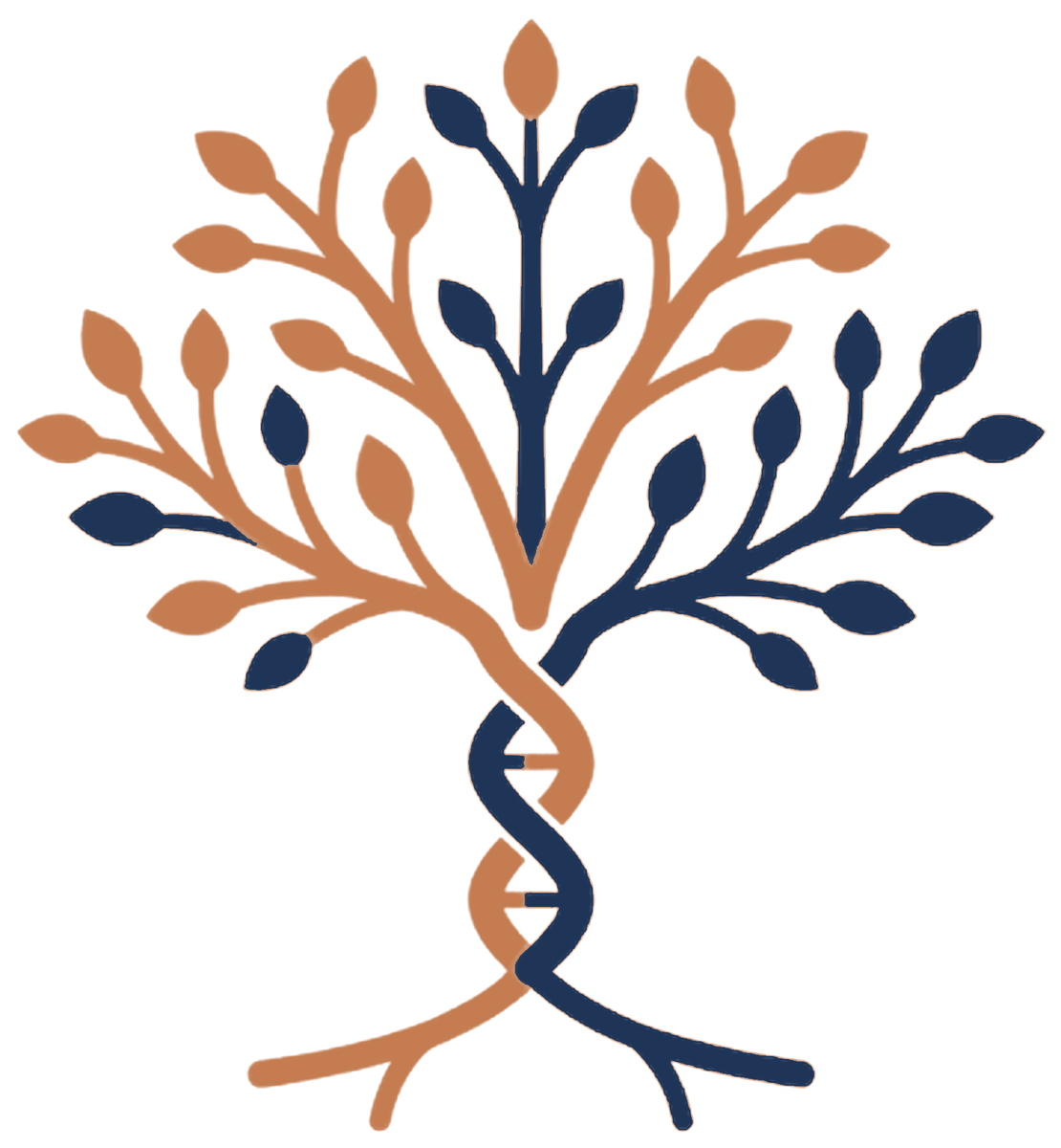 The Lineage Tracker logo: a tree whose trunk is a woven double helix